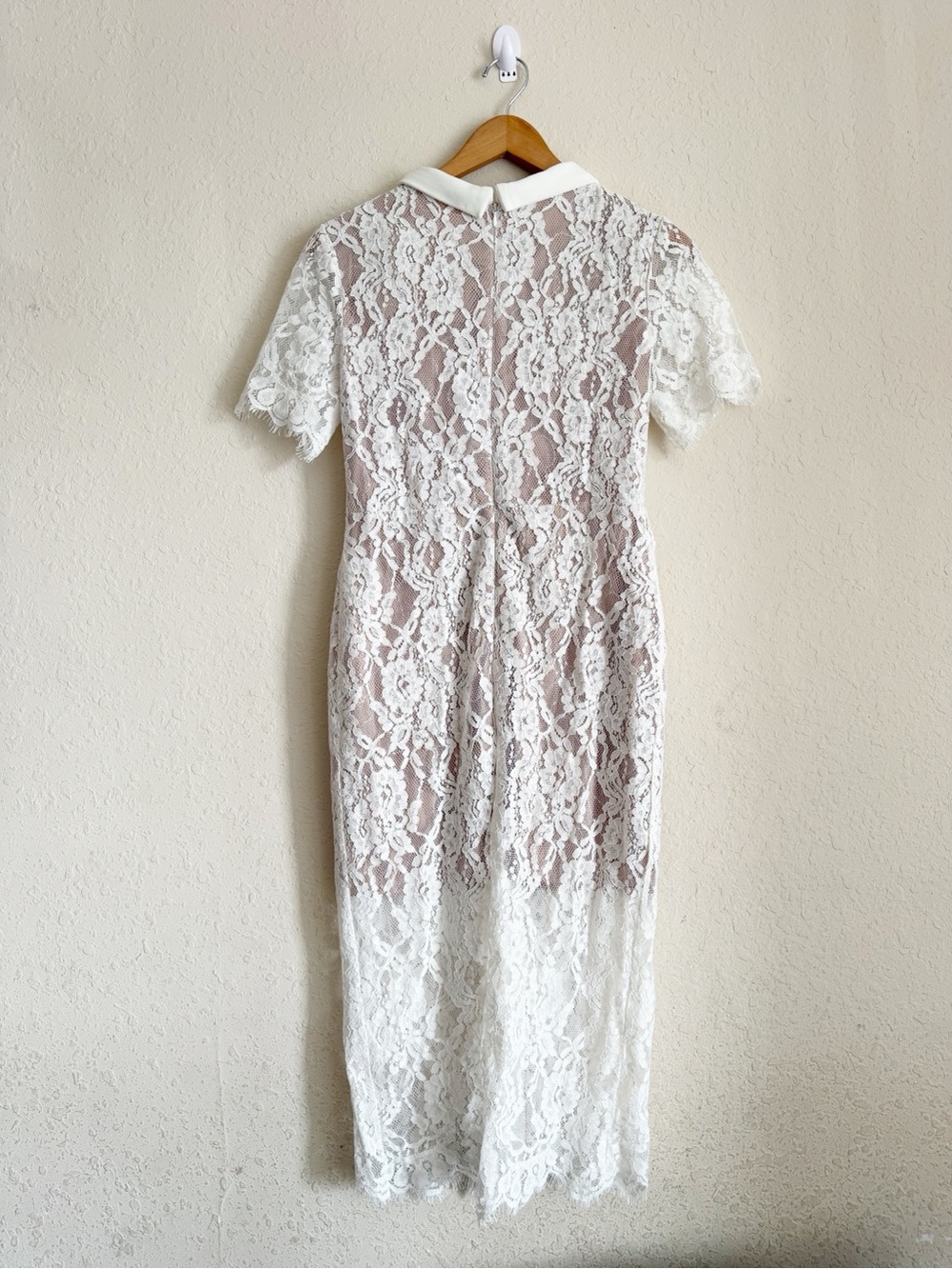 Sierra Darien Elegant White Lace Short Sleeve Midi Dress Size Medium - Picture 8 of 8